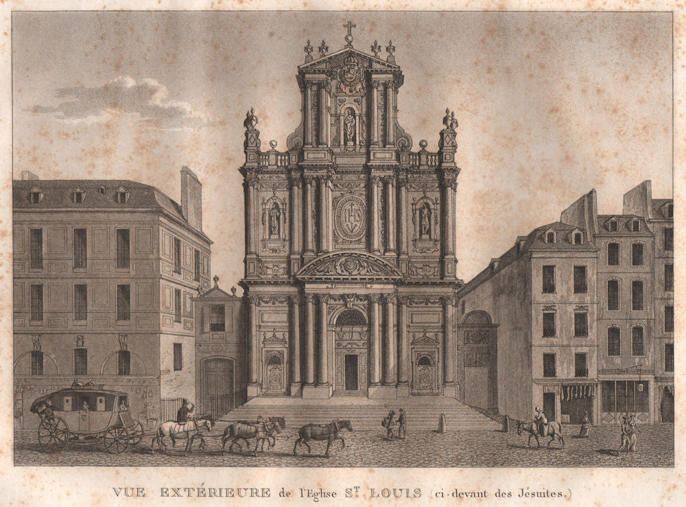 PARIS. Eglise Saint-Louis (ci. devant des Jésuites) . Aquatint 1808 old print